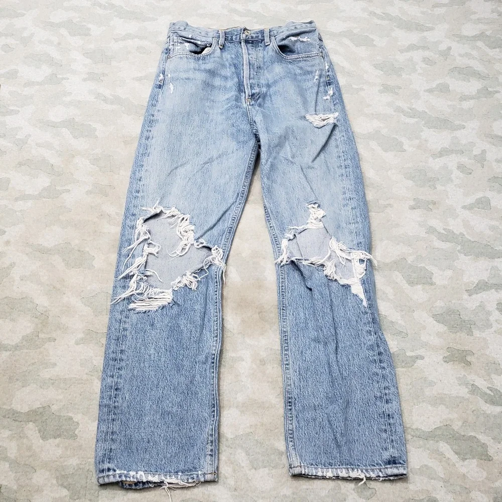 Agolde Jeans Womens 26 Blue Distressed Pockets Denim Medium Wash